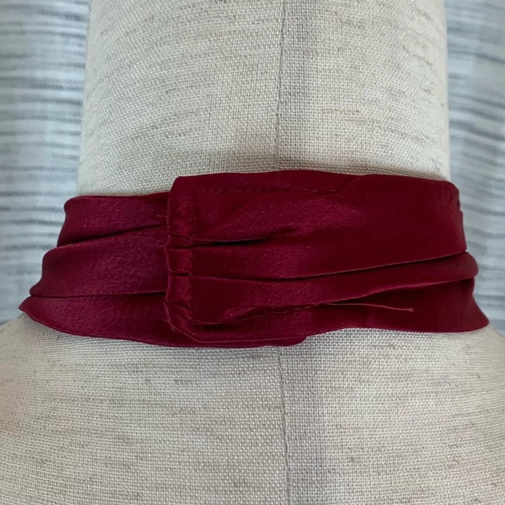 ABS by Allen Schwartz Dark Red Halter Gown - Picture 7 of 16